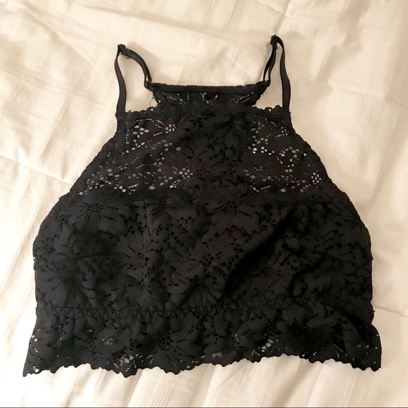 aerie Other - Aerie Black Lace High-Neck Bralette